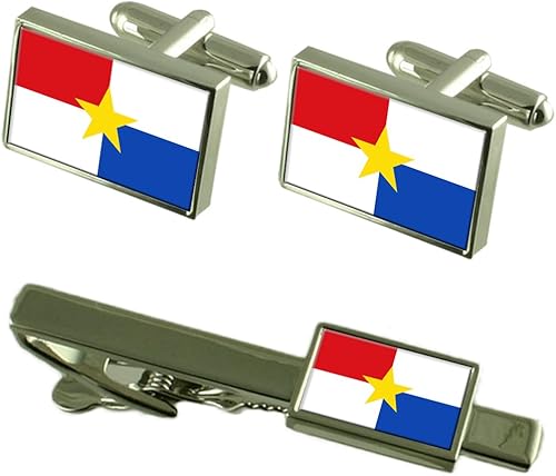 Monteria City bandera de Colombia Gemelos Clip de corbata caja Set de regalo