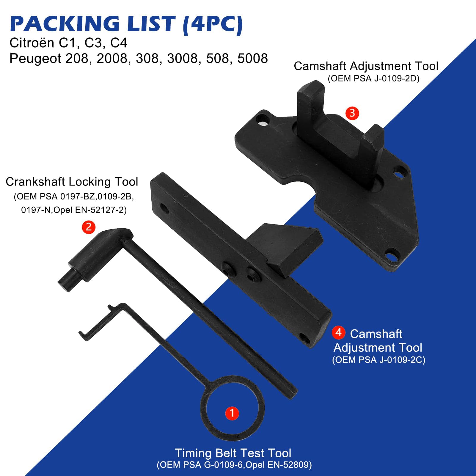 Kit Calado Distribucion PSA 1.2 puretech, Kit de Herramientas de Sincronización, Timing Herramientas Kit para PSA 1.0 1.2, para Citroen C1、C3、C4, para Peugeot 208、2008、308、3008、508、5008 (Azul)