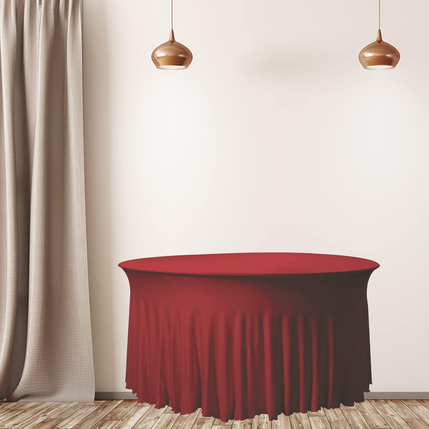 Lycra Fabric Round Skirt Elastic Table Cover Table Cloth Creative Table Cover Wedding Banquet Bar Elastic Table Cover Solid Coloured Table Skirt Windproof Tablecloth