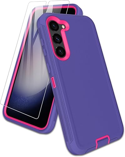 Miniatura 8 de Aliruke Funda para Samsung Galaxy S23, con protector de pantalla, protección de puerto, cubierta de goma de silicona antideslizante de cuerpo