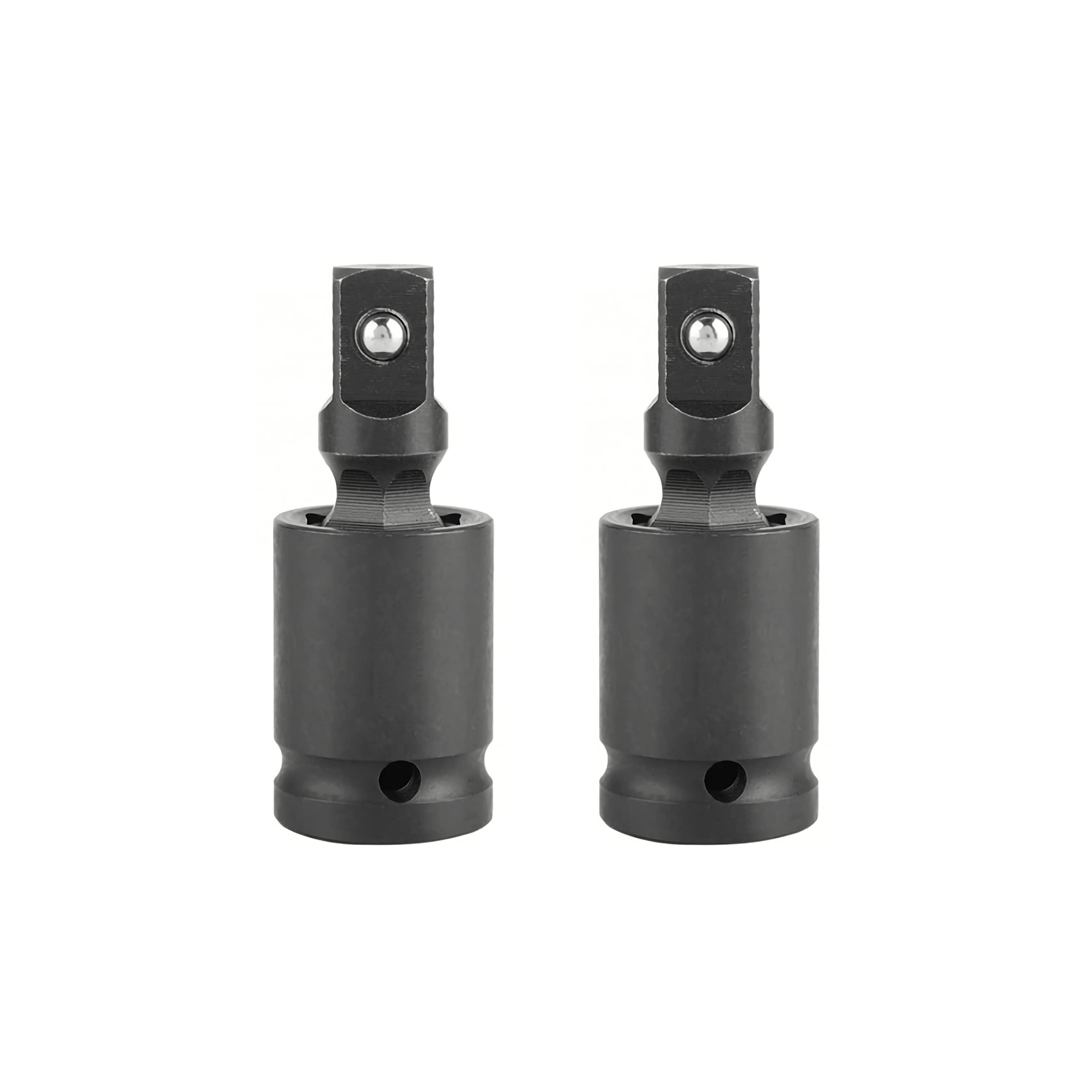 FOCMKEAS 3/8" Universal Joint Swivel Socket Adapter, Black Impact Socket Extension, CR-V Steel, 2PCS