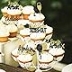 24 Stück Glitzer Rente Deko Cupcake Toppers, Ruhestand Deko Cake Toppers, Endlich Rente Kuchendeko, Pension Tortendeko für Rentner und Rentnerin Retirement Party (Gold)
