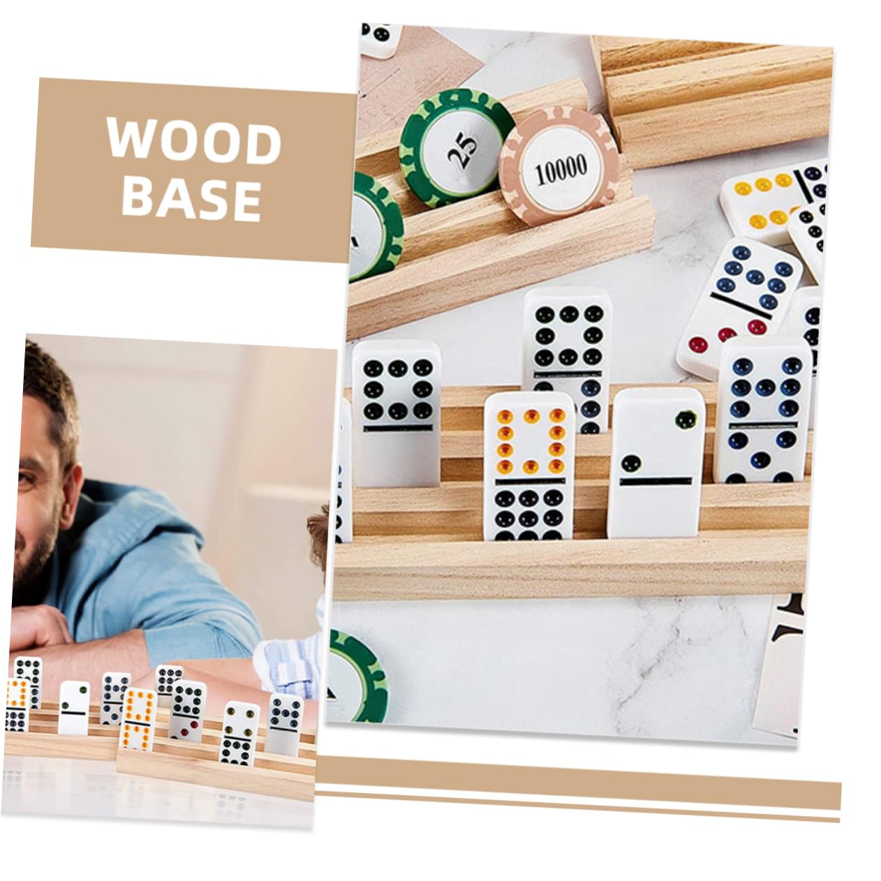 Estantes de Dominó de Madera 3 Piezas Beige para Juegos