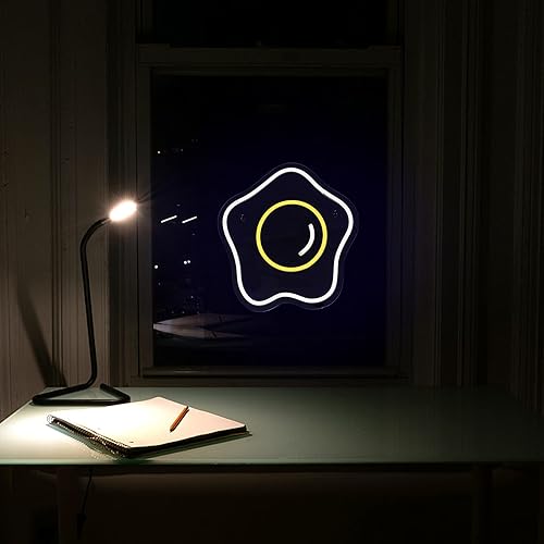 Miniatura 9 de Uonlytech Luces de neón LED con forma de huevo frito lámpara de noche USB luz de noche en forma de huevo frito letrero de neón LED de escritorio luz