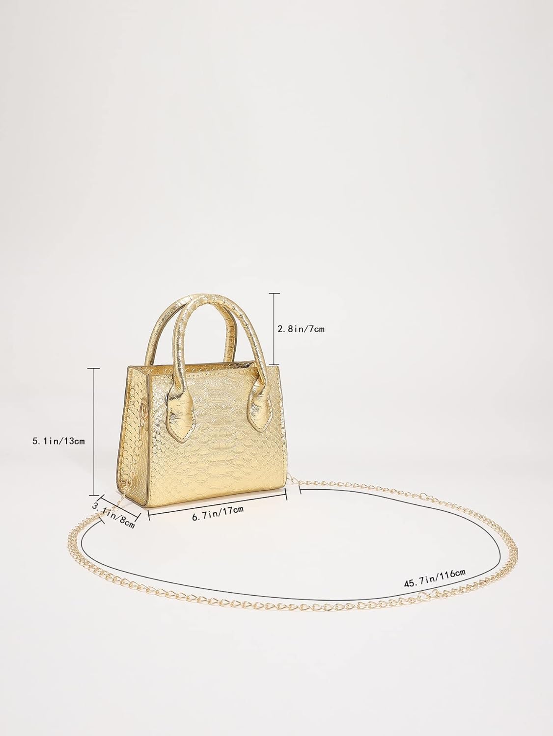 GORGLITTER Women's Small Crossbody Bag Mini Purse Metallic Crocodile Print Double Handle Satchel Shoulder Bag Purse - Image 6