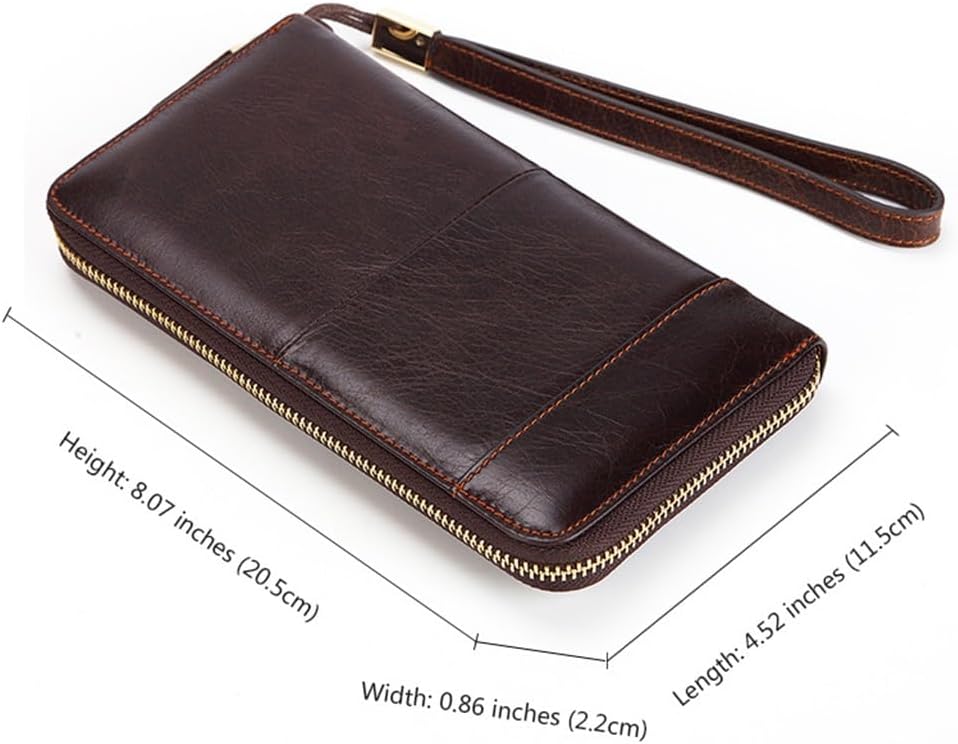 Men Long Clutch Bag Leather Wallet Layer Cowhide Money Clip Business Cell Phone Multifunction image 5