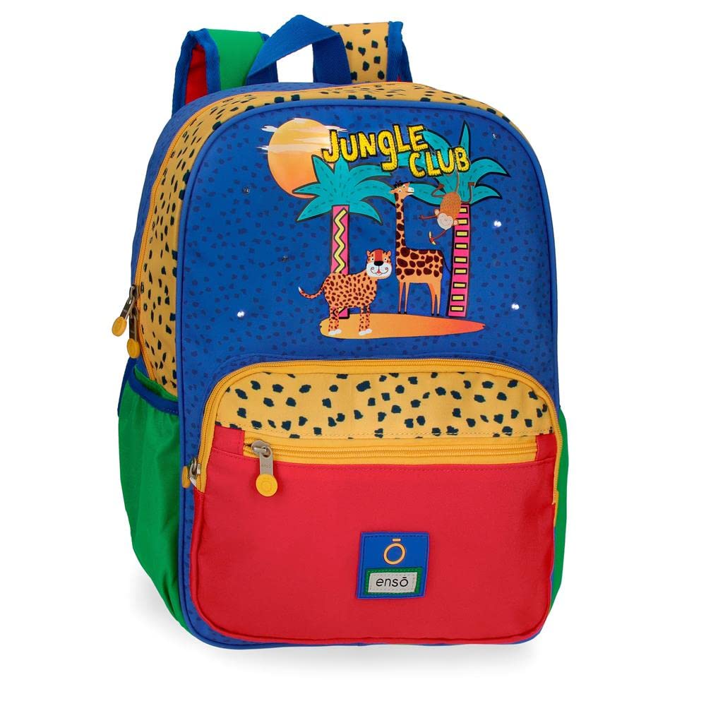 Enso Jungle Club Mochila Escolar Adaptable a Carro Multicolor 30x38x12 cms Poliéster 13,68L