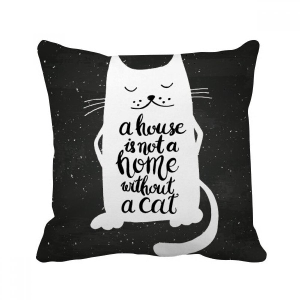 Coussin canapé chat noir carré blanc 40x40 cm multicolore avec insert inclus