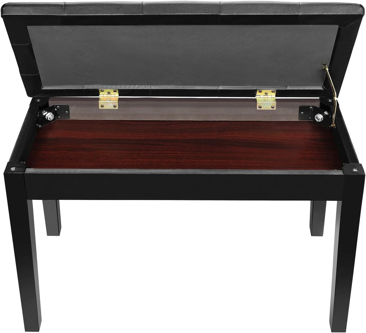 Setting Piano Bench with Storage Compartment, Thick Padded Leather Cushion Keyboard Bench for Music Books, Vanity Stool, Tufted Wooden Seat, 29x13x19 Inches (440LB Capacity) (Black)