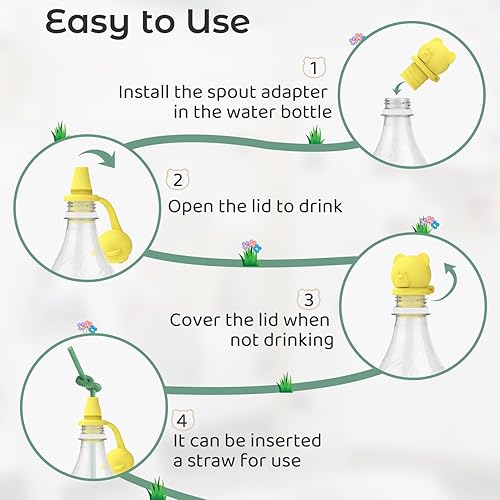 Miniatura 6 de Tapas para botellas de agua antiderrames, parte superior de silicona sin BPA que protege la boca del niño, adaptador de boquilla de repuesto para