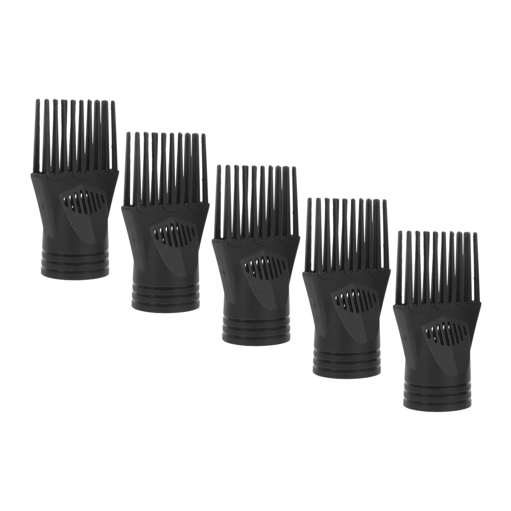 Lot de 5 Embouts Peignes Noirs pour Sèche-cheveux, Accessoires en Plastique, Contrôle du Flux D’air, Démêlage Cheveux Bouclés et Lissage, Usage Professionnel et Particulier,