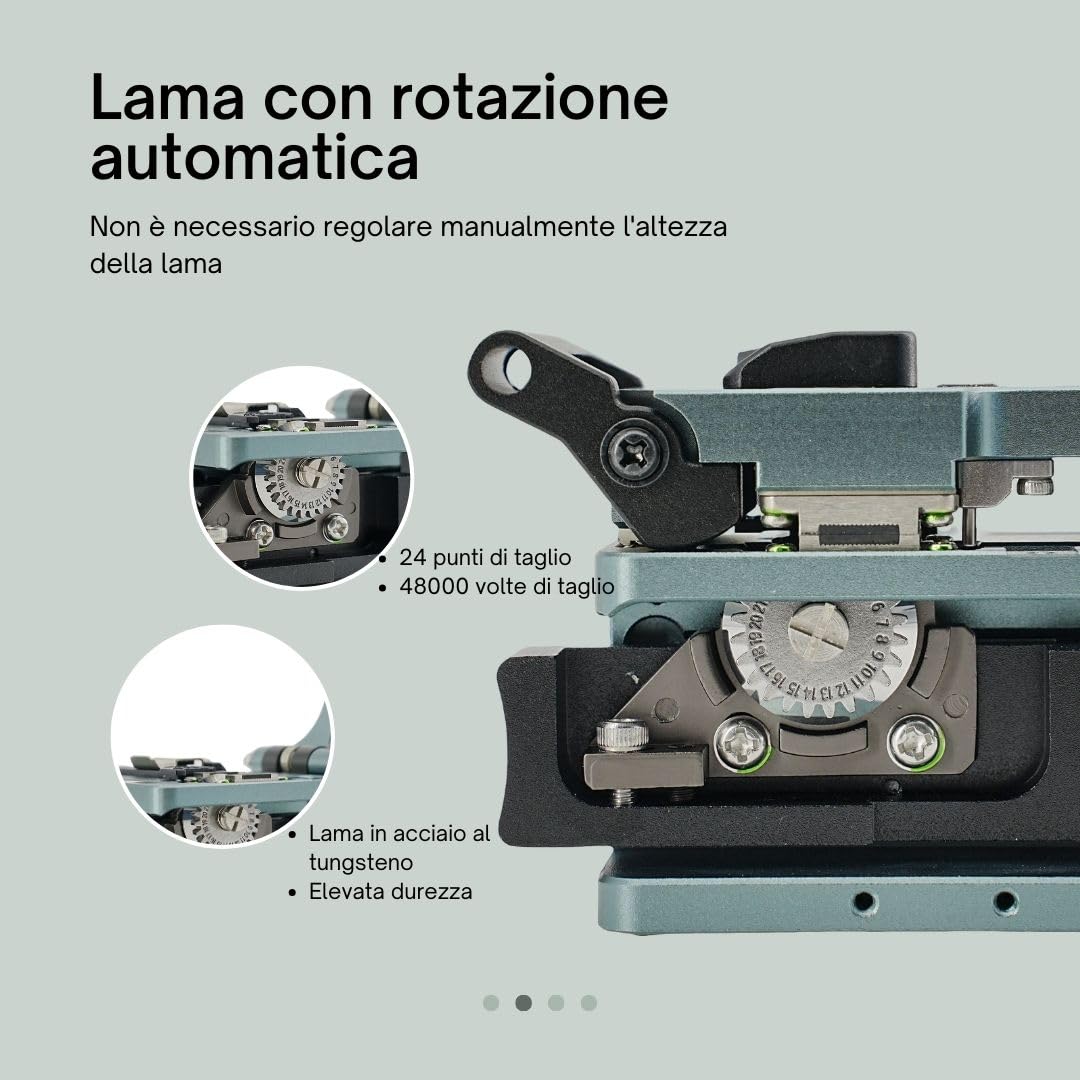 9C+ Mannaia per fibra ad alta precisione con rotazione automatica della lama e ritorno automatico, Fiber Cleaver taglierina fibra ottica con supporto per fibra 3 in 1 24 punti di taglio