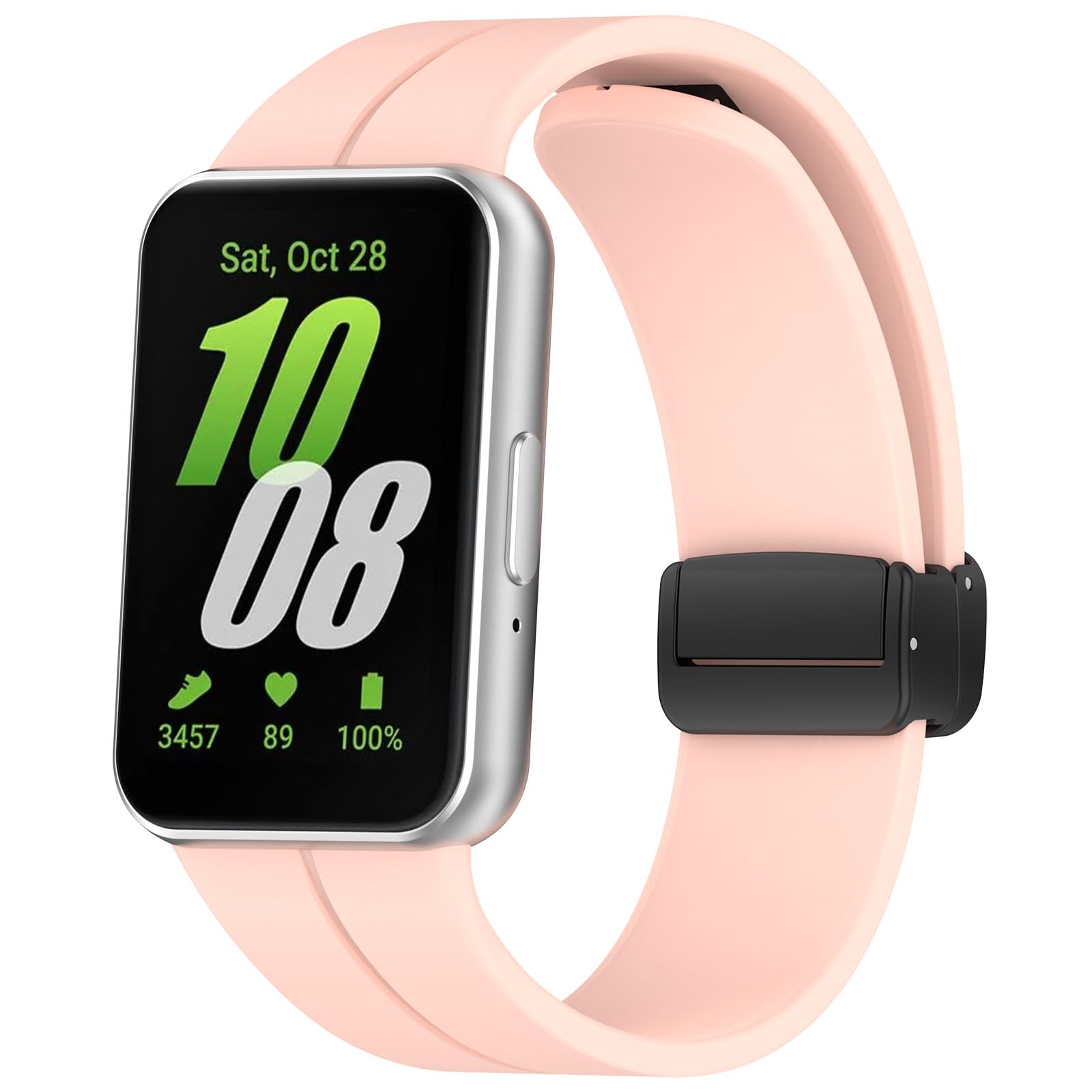 Gheper Replacement Watchband Compatible with Samsung Galaxy Fit3[2024] SM-R390 Magnetic Folding Buckle Design Silicone Sport Wristband Band Bracelet Quick Release Strap