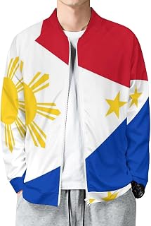Philippines Flag Men's Bomber Jacket Lightweight Windbreaker Casual Coat Pocket Spring Fall