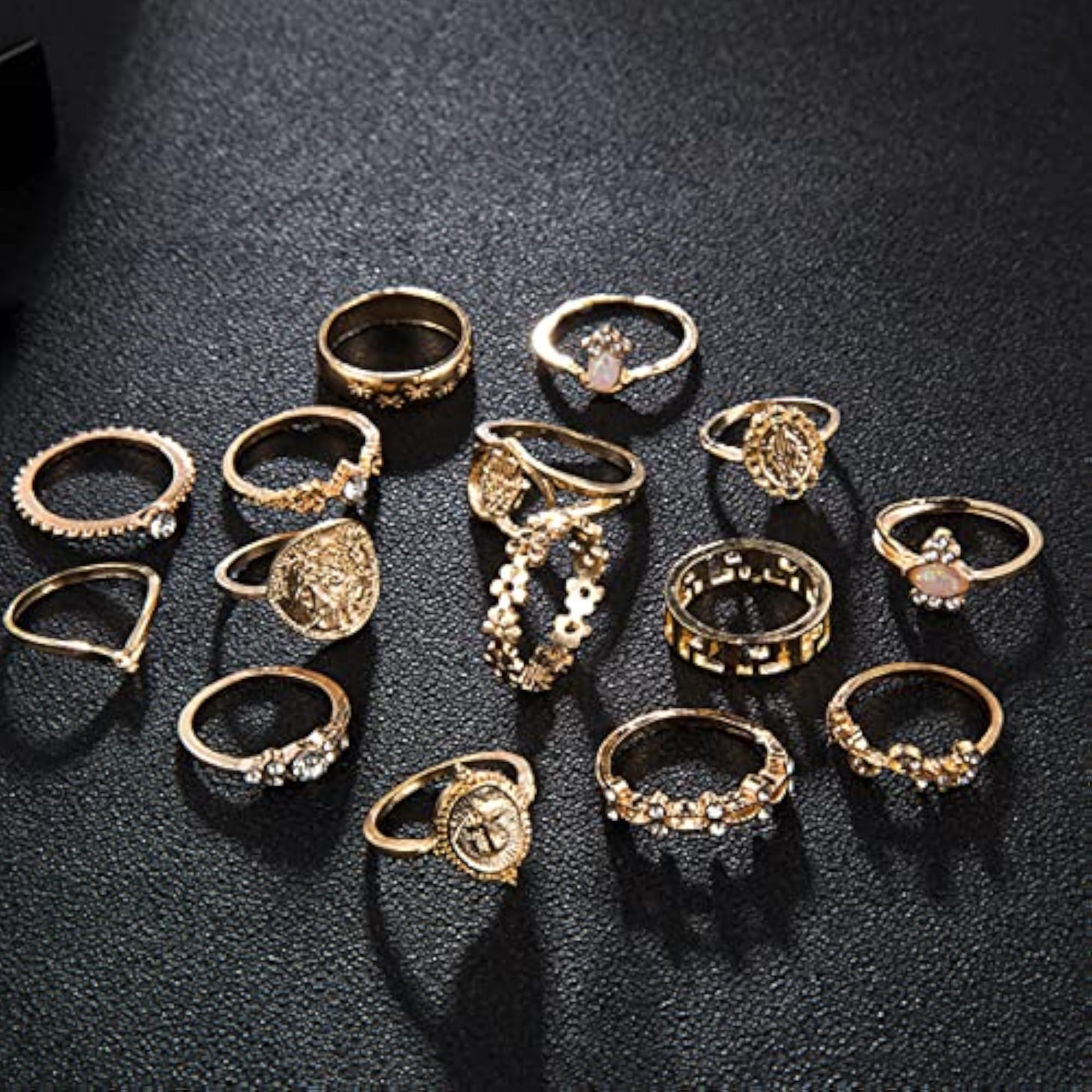 Plated Contemporary Stackable Rings Set of 15