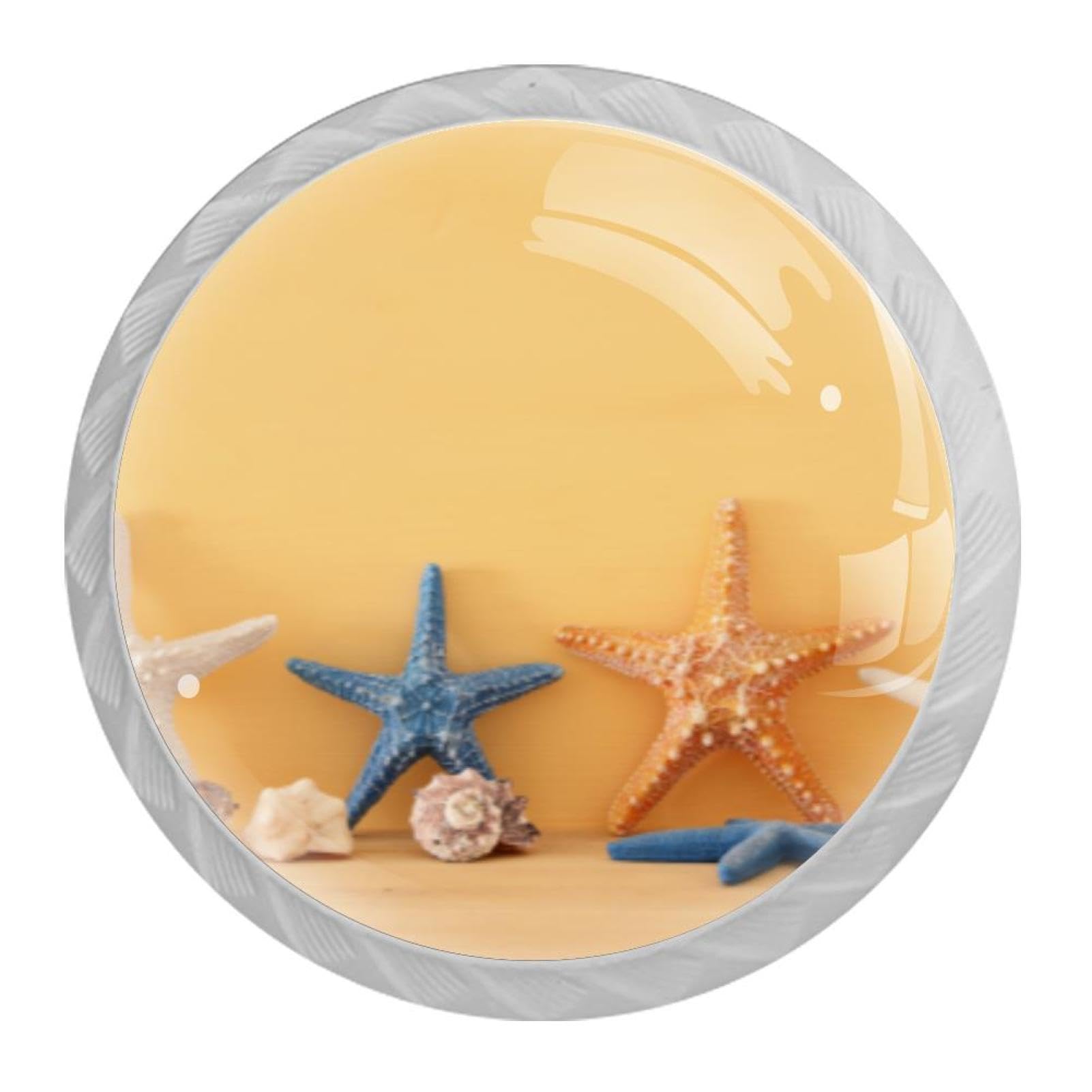 Tqmspg 4 Pieces Drawer Pulls Starfish Door Knobs Dresser Handles for Kitchen Wardrobe Cupboard Hardware Furniture