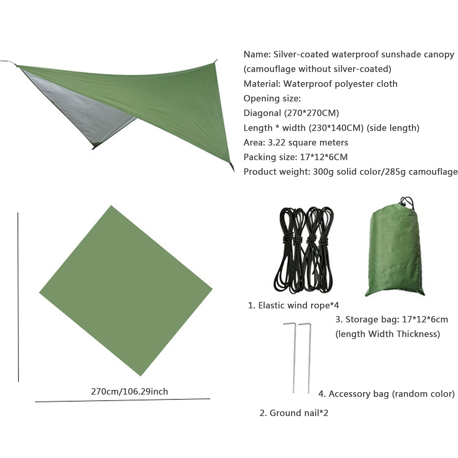 Ultraleichte Wasserdicht Ripstop Camping Tarp, Winddichter Anti-UV Ultraleicht Tragbare, Tragbarer Multifunktionaler Zelt-fußabdruck für Camping, Wandern, Strandstrand