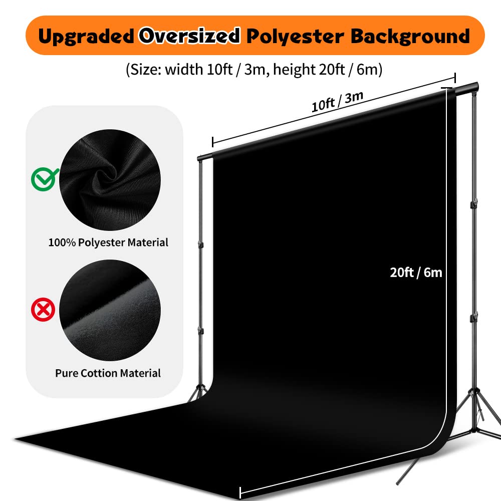 Schwarzer Hintergrund, 3x6 m, schwarzer Hintergrund für Fotografie, Polyestergewebe, schwarzer Fotohintergrund, großer Nahtloser schwarzer Bildschirm, Hintergrund für Fotostudio, Fernsehen