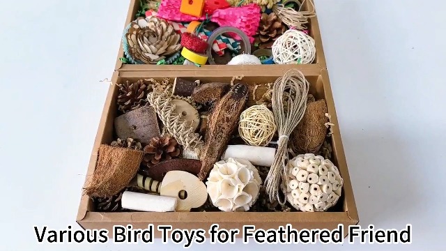 Bird Foraging Toys Parrot Chew Shredding Toys Bird Foraging Box for Parakeets Cockatiels Conures Lovebirds and Small to Medium Birds (Burlywood) - image 8