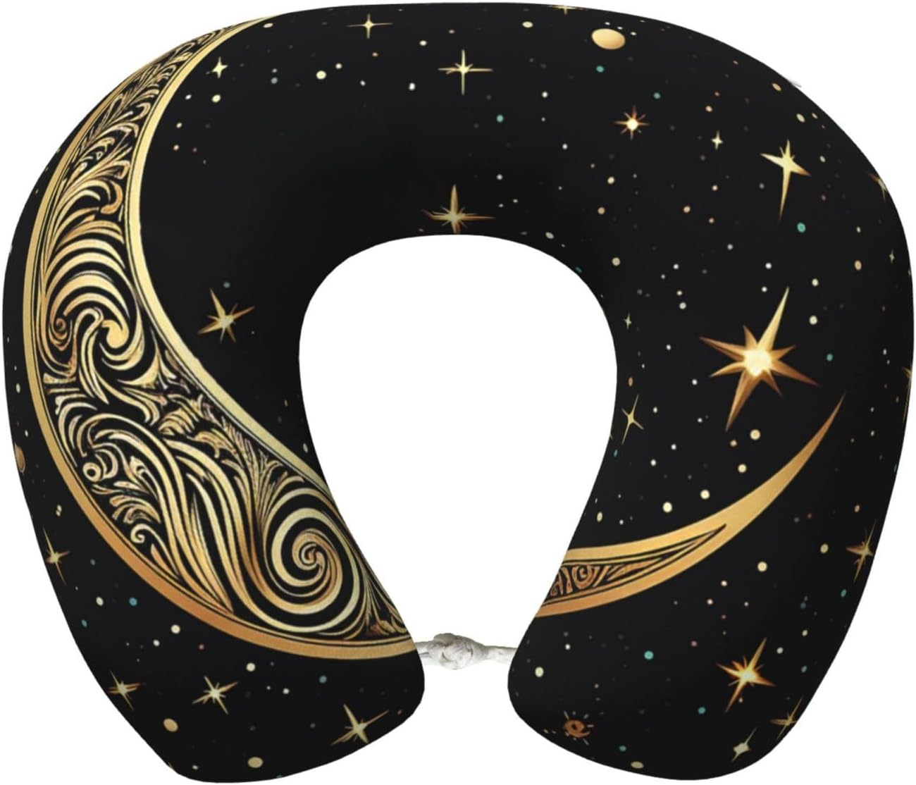 Travel Pillow Crescent Moon Pattern On Black Background Neck Rest Soft Comfortable Travel Neck Pillow U-Shaped Memory Foam Sleeping Rest Cushion Travel Accessories for Airplane Car and Office
