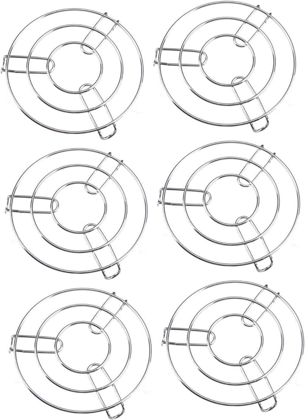 GSV Essentials Hot Pan Pot Stands, Stainless Steel Round Cooker Steamer Rack, kitchen Tool, Convenient for Cooking, Trivet, Protect Household Surfaces, Silver Trivet (6 PCS)