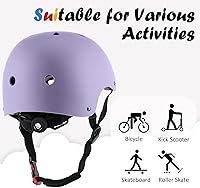 Vista 4 de Casco de bicicleta para niños, ajustable y para múltiples deportes, desde niños pequeños hasta jóvenes, 3 tallas Lavanda Pálido