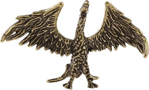 DTREEL Brass Fire Phoenix Model Miniature Figurines,Bronze Lucky Flying Beast Statue Sculpture Crafts Collection Office Home Study Desktop Ornament Bonsai Micro Landscape Sand Table Decor