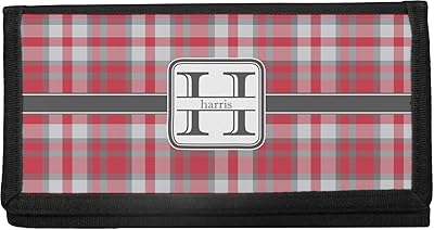 Red & Gray Plaid Canvas Checkbook Cover (Personalized)
