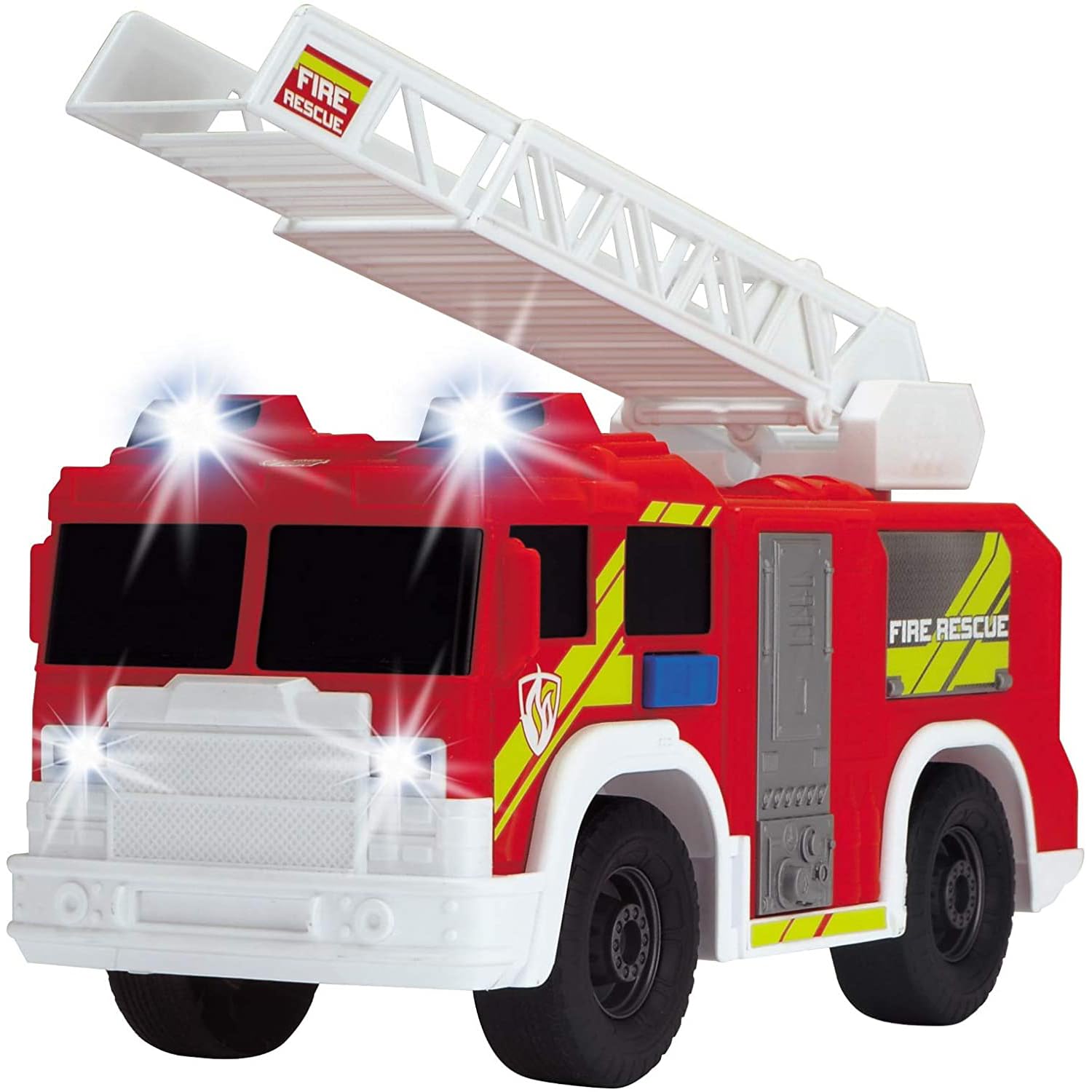 Dickie Toys Camión de Bomberos con Luz y Sonido, Escalera Móvil y Extensible, Pilas Incluidas, Apto para Niños y Niñas de 3 a 6 Años de Edad, 30 cm