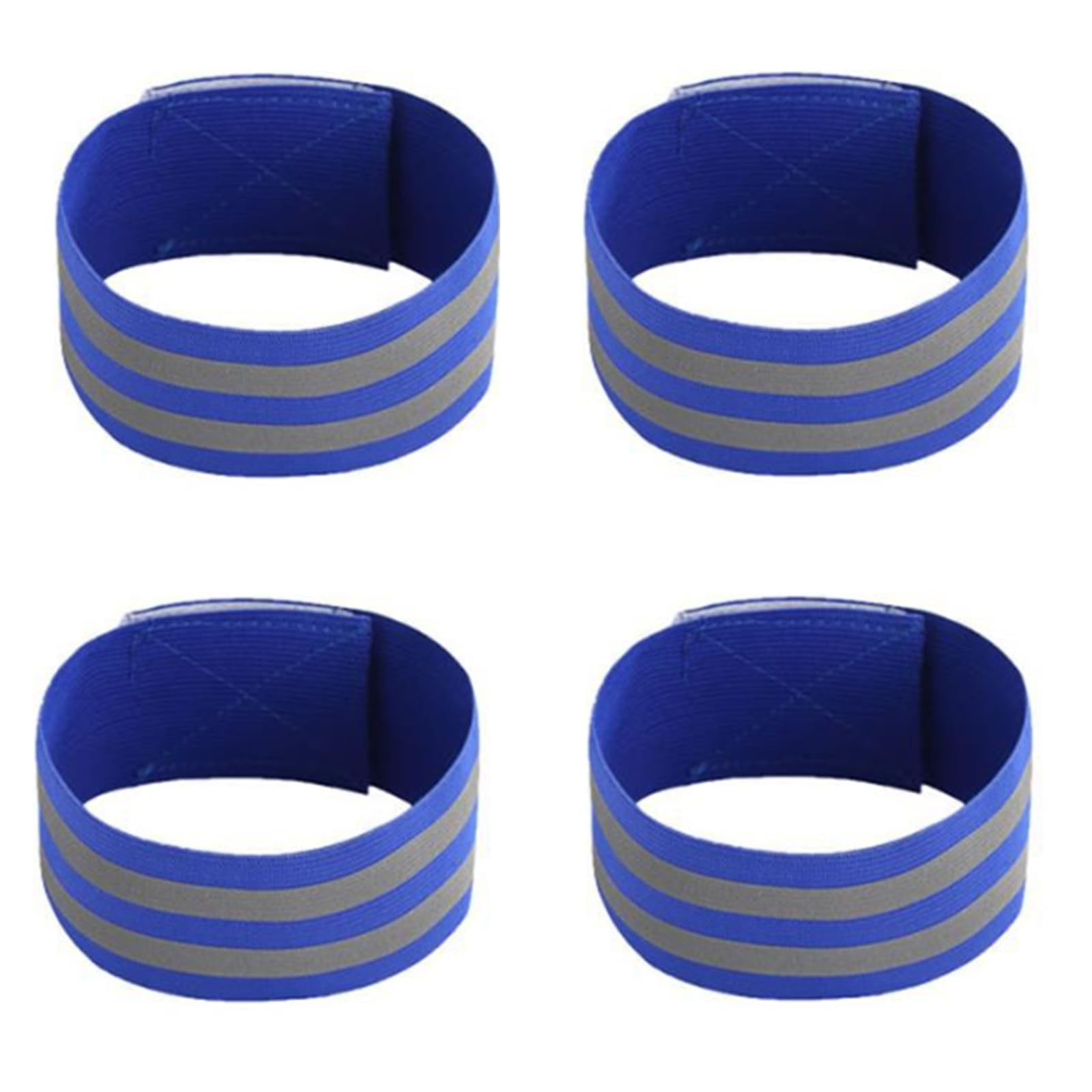 MACHSWON 4 PCS Reflective Wrist Strap 5x1x1cm Running Safety Gear Reflective Wristbands High Visibility Bike Ankle Bands Reflector Armband Self-adhesive Reflective Bands for Walking,Night Sports Blue