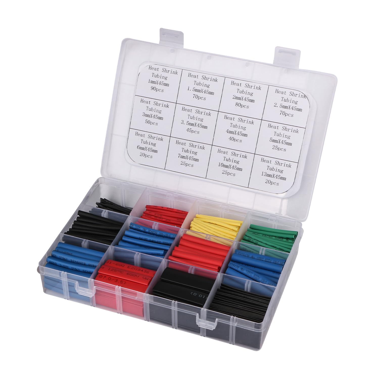 Heat Shrink Tubing Kit, Heat Shrink Tubes Wire Wrap, Ratio 2:1 Electrical Cable Sleeve Assortment with Storage Case for Long Lasting Insulation Protection (Length 45mm, 12 Sizes, 5 Colors)560pcs
