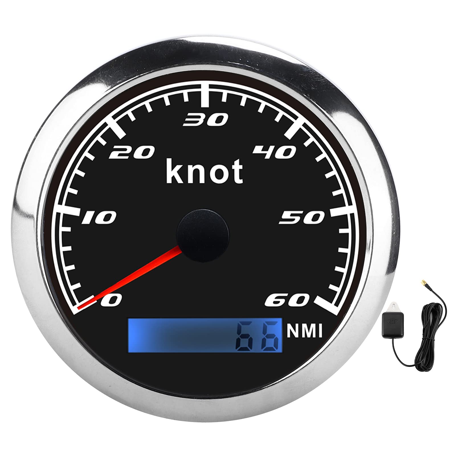 Compteur Kilométrique de Vitesse GPS, Cadran rétroéclairé Rouge, étanche IP67, Installation Universelle pour Voiture Camion Bateau 930 V DC (BLACK)