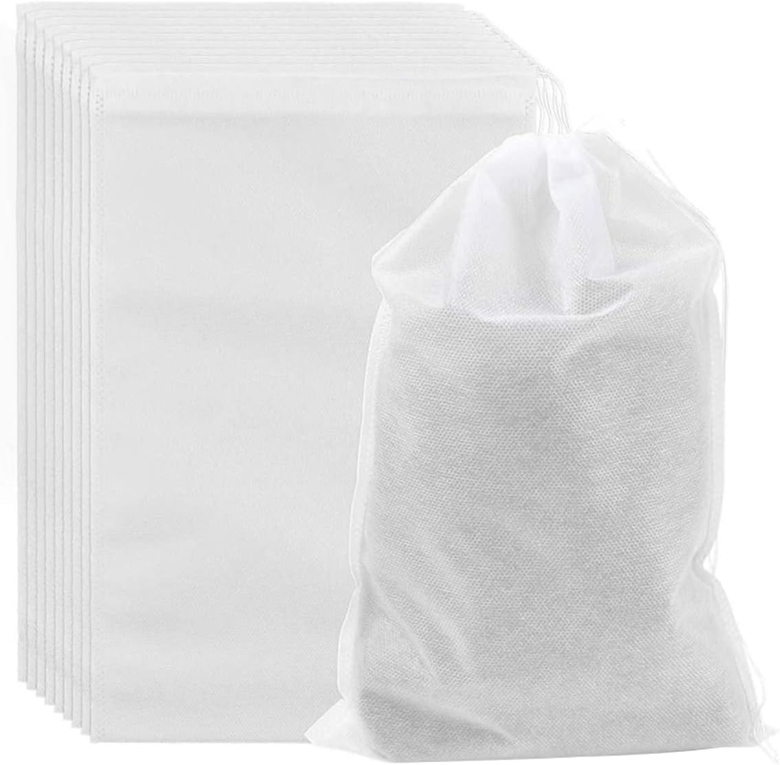 ECYC Ltd 100 Pcs Loose Leaf Tea Filter Bags, 7.87" x 11.8" Disposable Drawstring Tea Filter Bags Tea Infuser Sachet Empty Tea Bags Bulk Coffee Ground Filter Bags for Loose Tea, Coffee, Herbs, Spice