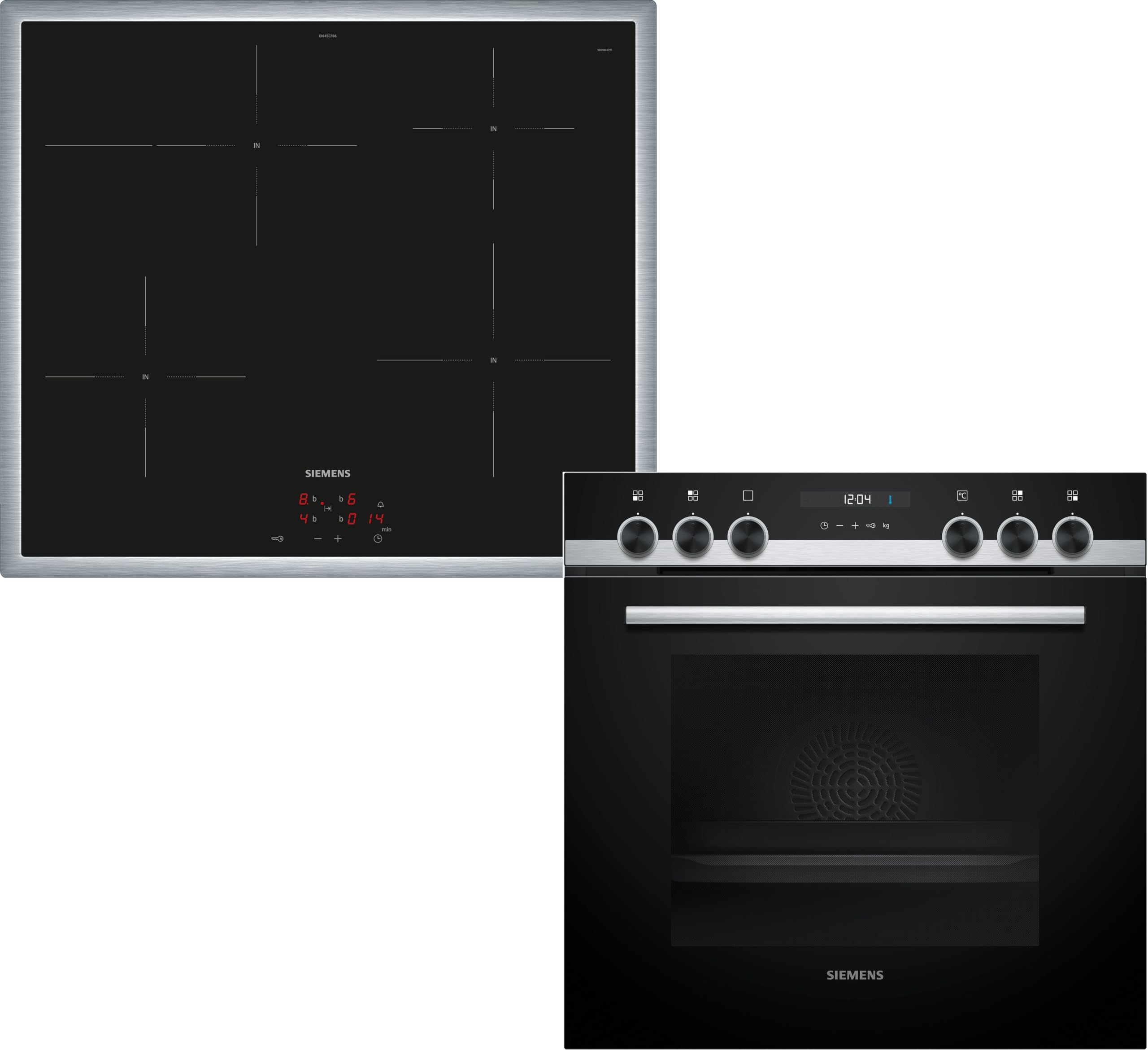 Siemens iQ500 Einbauherd Set mit Induktionskochfeld 60 x 60 cm EQ522IB01 | Schnellaufheizung, Automatisch zu perfekten Ergebnissen, Gleichmäßige Hitzeverteilung, Für eine schnelle Reinigung