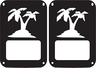 Island Palm Tree Tail Lamp Light Covers Compatible with Jeep JK Wrangler - Black - Set of 2