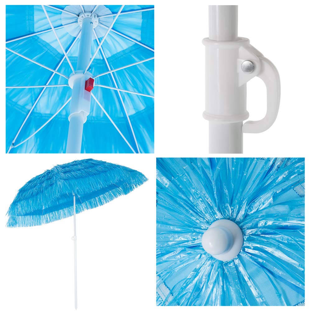 Kingsleeve® Parasol inclinable Hawaii 192 cm bleu Parasol de plage Ø 160 cm réglable Jardin terrasse extérieur
