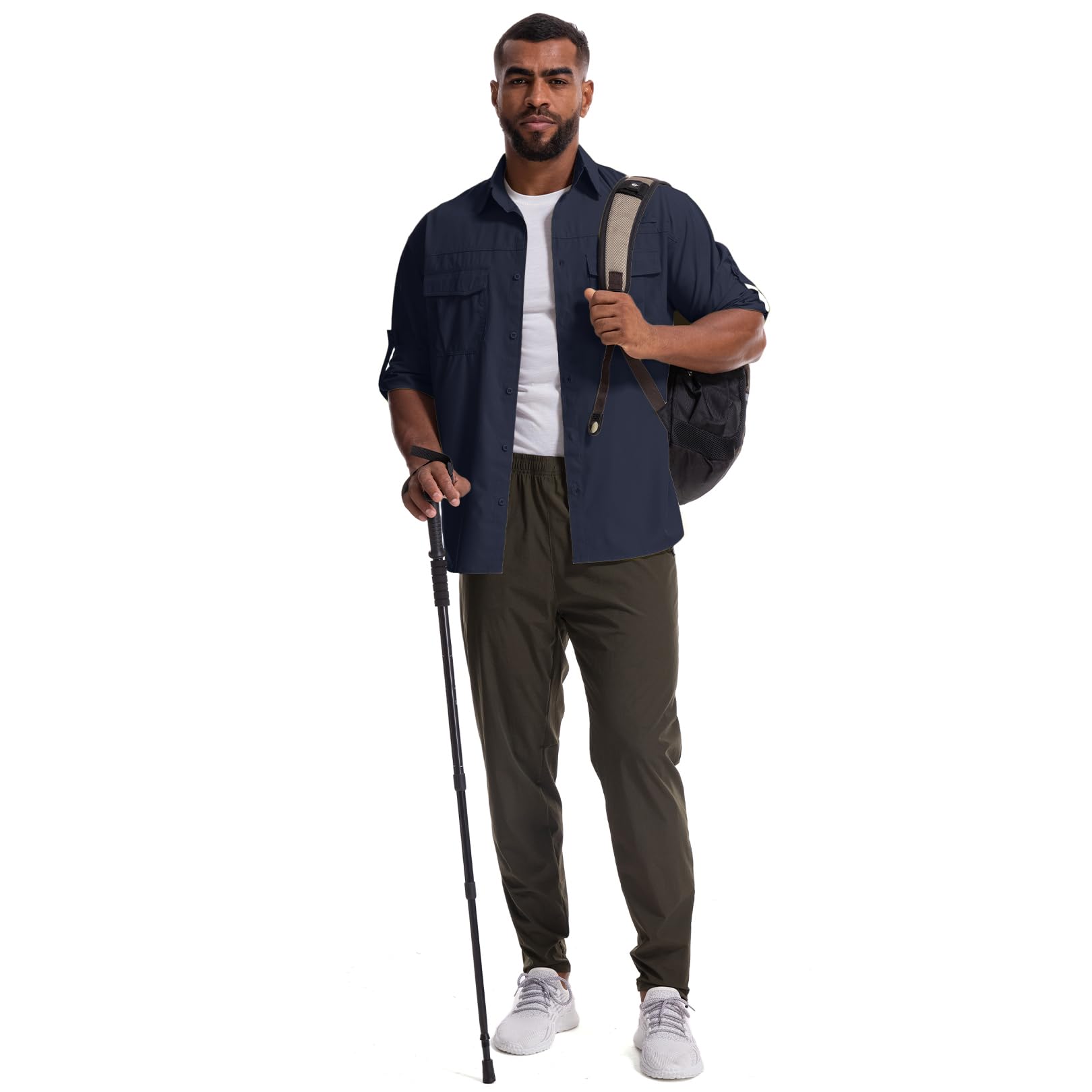 Camisas de safari para hombre, protección solar UV UPF 50+, manga larga, para exteriores, secado rápido, pesca, senderismo, jardinería