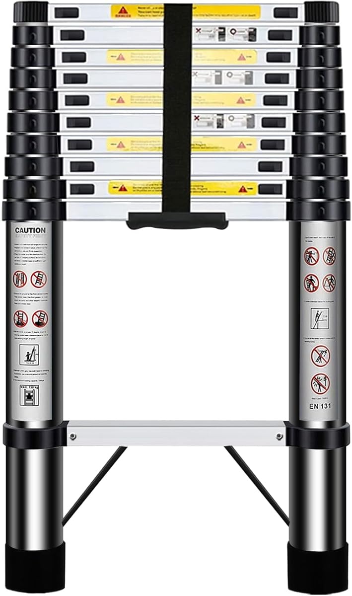 Nestling Telescopic Ladder 3.2m, Ladder Extendable Stainless Steel, Multi Purpose Ladder Portable, Adjustable Height, for Decorating, Painting, Garden, Wei: 10.5kg : Amazon.co.uk