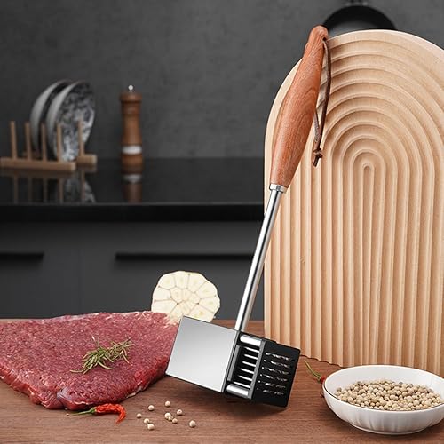 Miniatura 6 de MULIRE Mazo ablandador de carne, mazo de carne y aguja de carne 2 en 1 ablandador de martillo de carne, con mango de madera antideslizante, perfecto