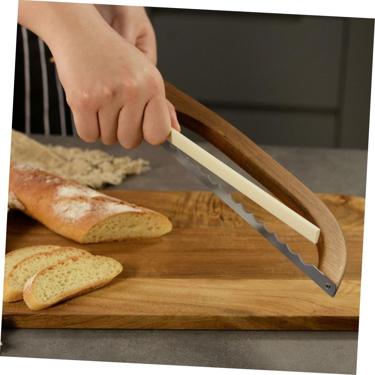 Zerodeko Bread Bow Knife Slicer with 2 Stainless Steel Replacement Blades