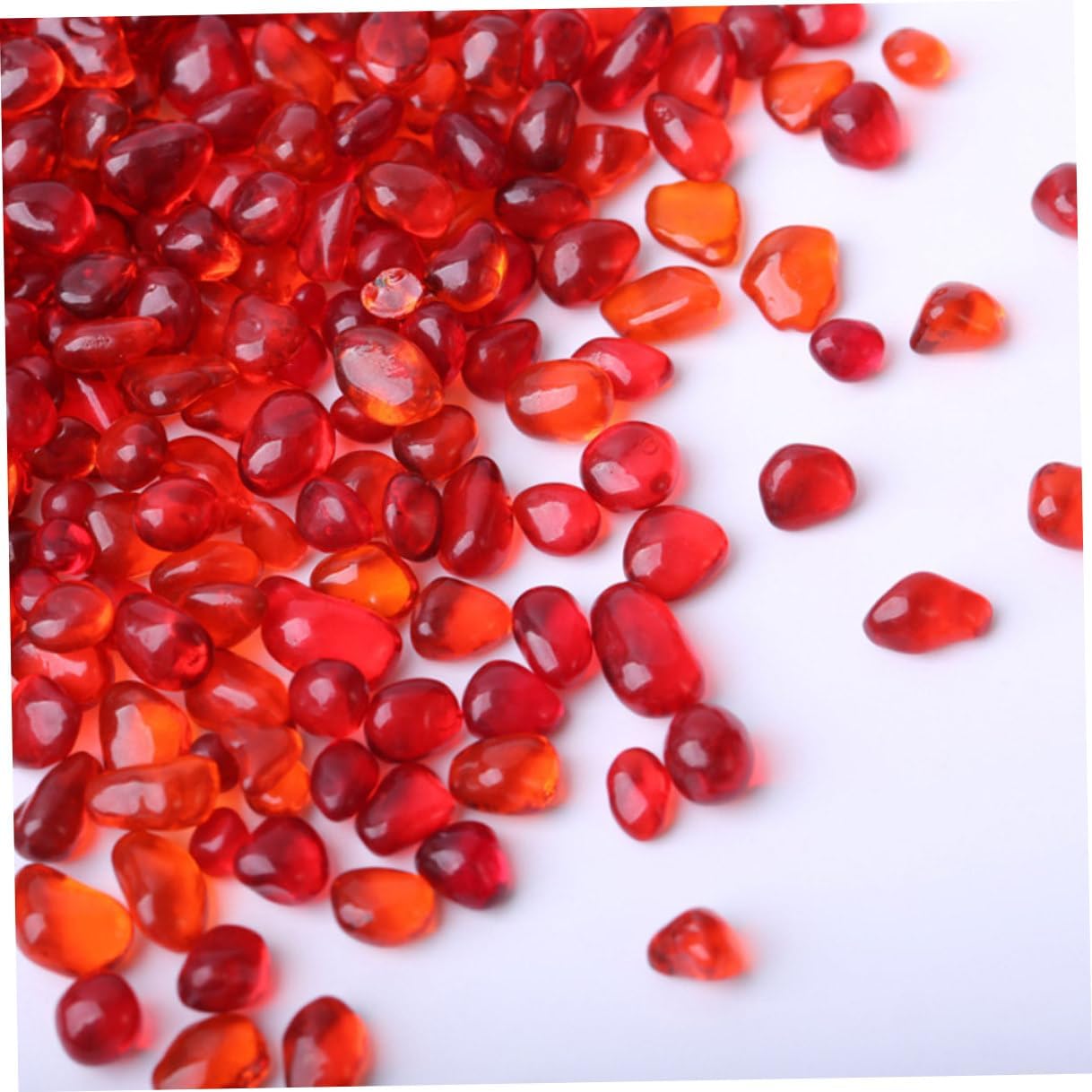 SUPVOX Colored Aquarium Gravel 500g (250g China Red + 250g Amber) Natural Polished Pebbles Fish Tank Substrate Landscaping Stones for Indoor Plants Terrarium Decor