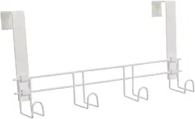 Suporte para porta e parede 4 Ganchos Plus, Metaltru, Branco com Branco