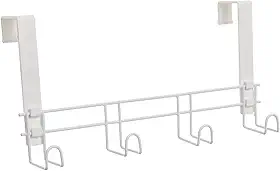 Suporte para porta e parede 4 Ganchos Plus, Metaltru, Branco com Branco