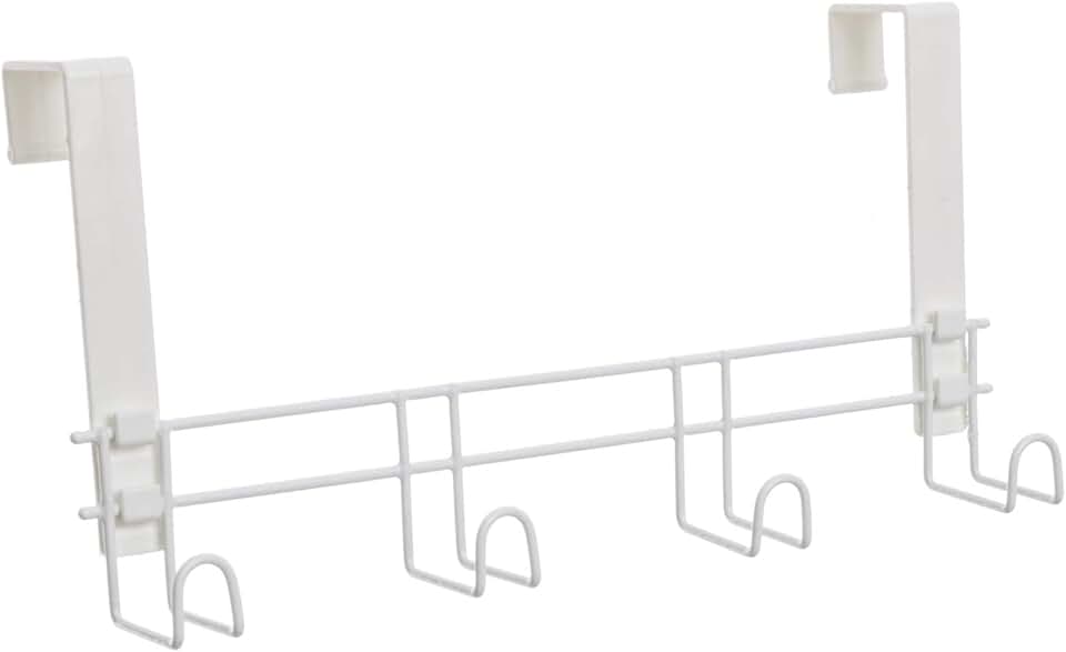 Suporte para porta e parede 4 Ganchos Plus, Metaltru, Branco com Branco