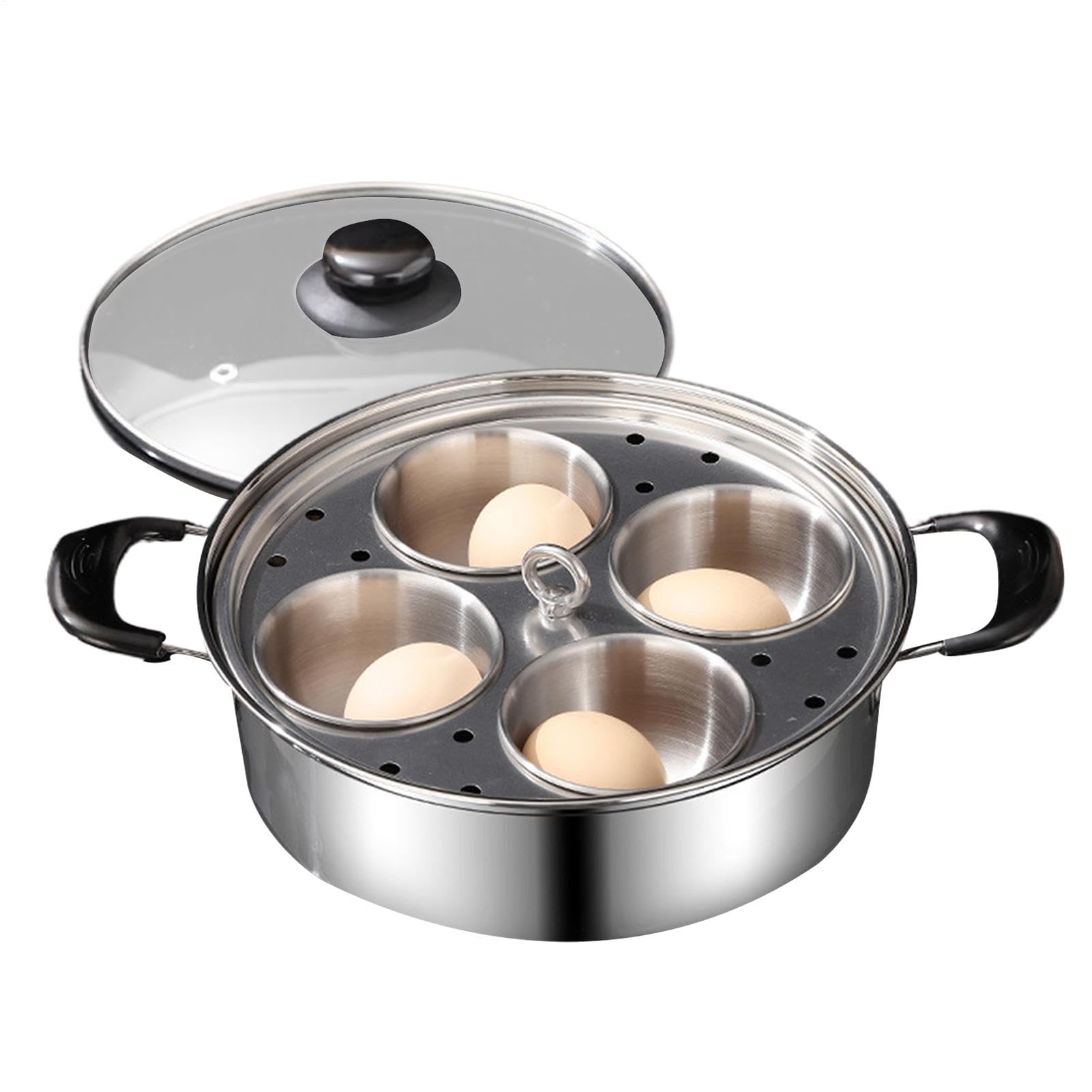 CUISEUR ŒUFS POCHÉS INOX : 4 moules antiadhésifs sans ratage