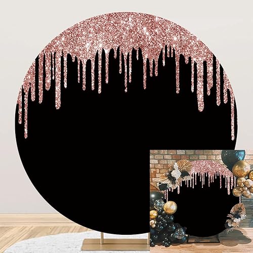 Miniatura 8 de OERJU Cubierta de fondo redonda con purpurina morada de 6 x 6 pies, lujosa, lentejuelas moradas, fondo de fotografía goteante, cubierta de fondo