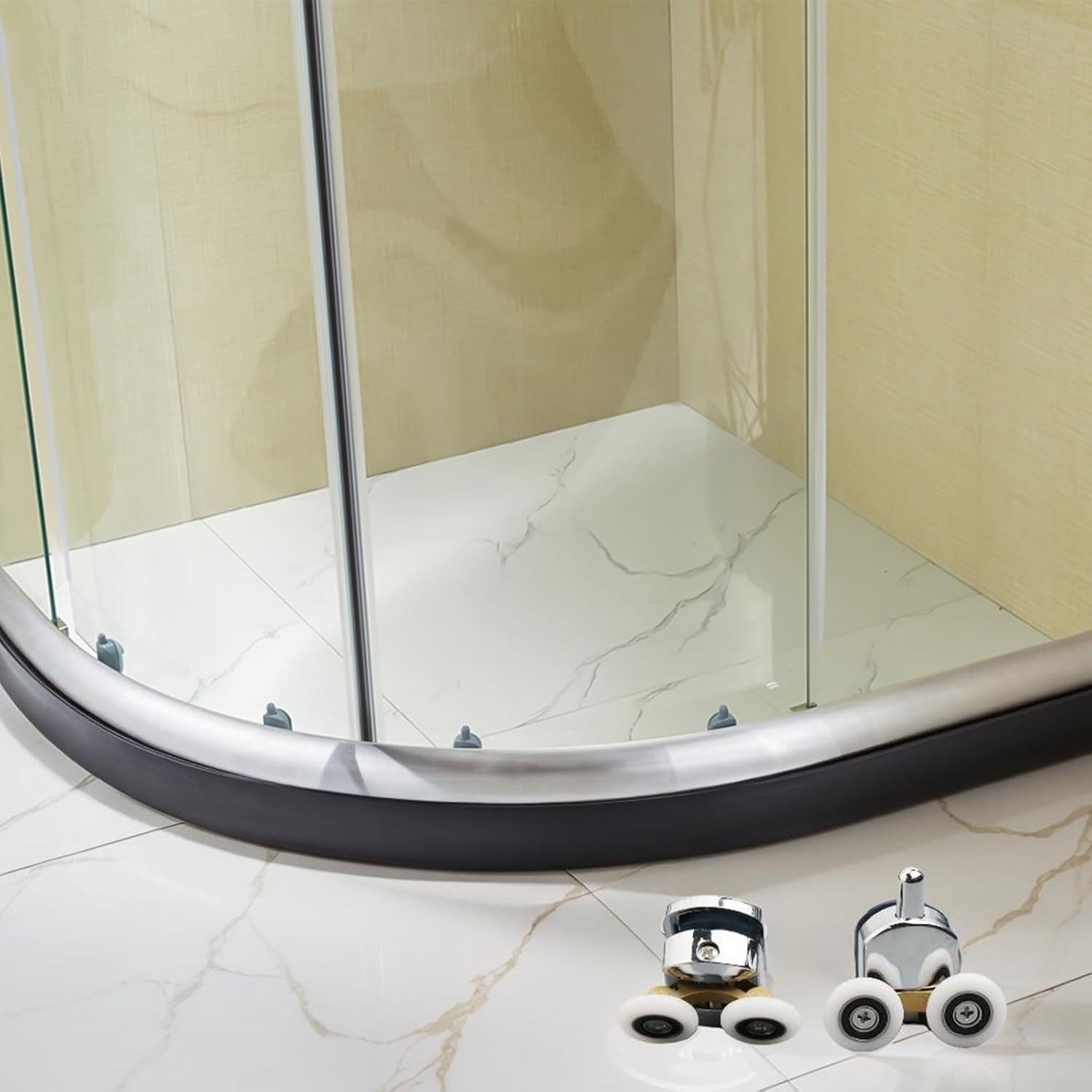 4 Pack Shower Door Rollers Zinc Alloy Twin Top Bottom Wheels Replacement 5-8mm Glass Cabin Enclosure Sliding Screen Hardware Silver Finish Set