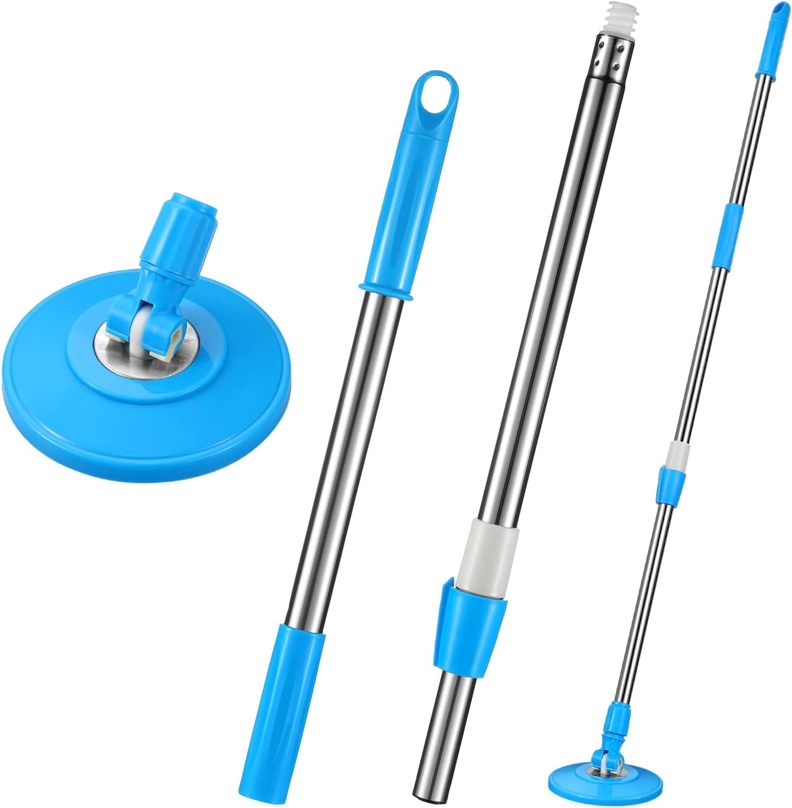 KASTWAVE Spin Mop Replacement Stainless Steel Handle, 360 Degree Pole for Head Replacement, Spinning Household Cleaning Accessories for Home (Cute Blue)