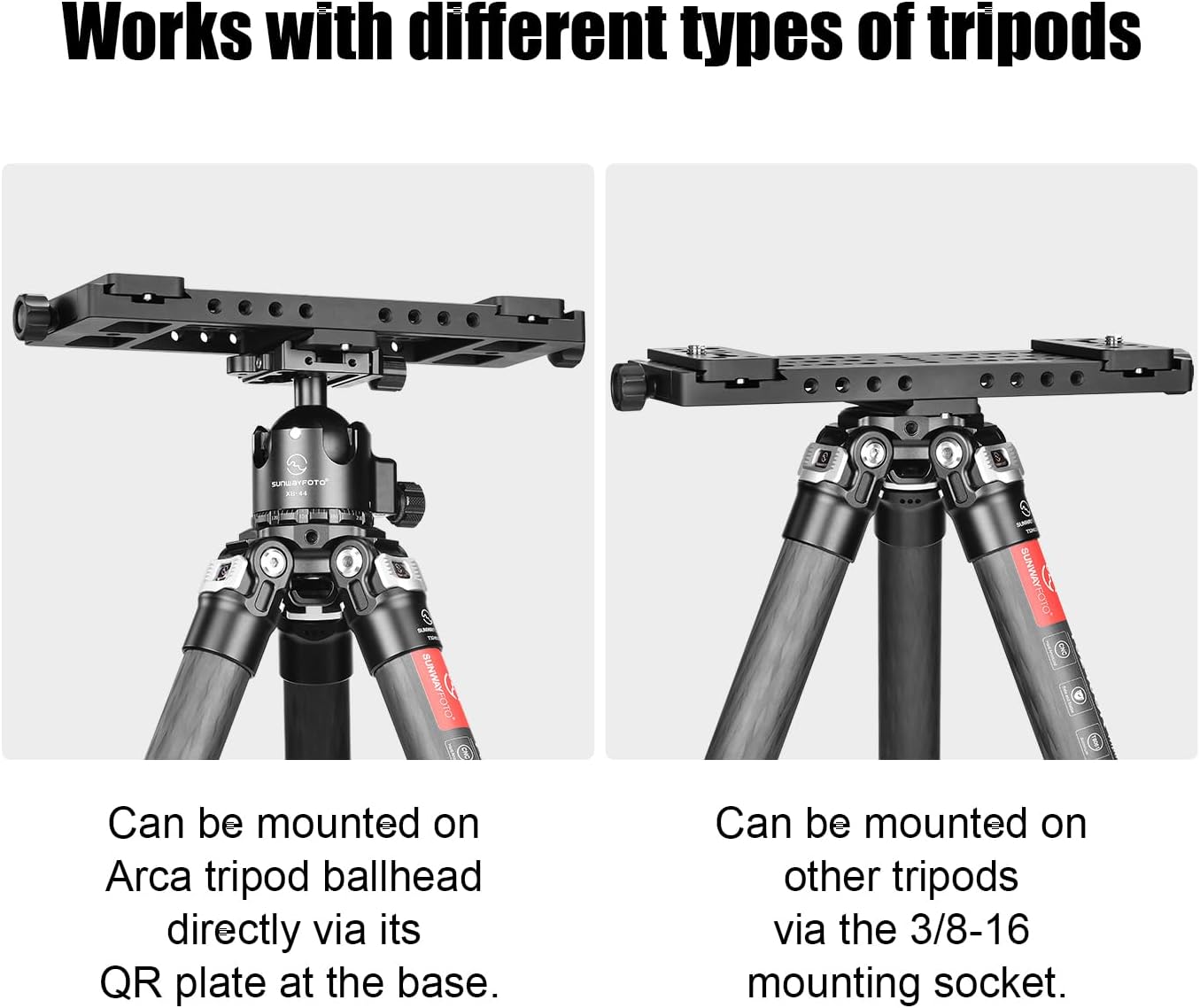 SUNWAYFOTO TT-01 Tripod Tactical Table, Tac-Table, Multi-Purpose Mounting Platform, Integrated Arca Rail, 1/4" and 3/8",Hunter Tripod Plate,11.2''x3.6''(285mmx91mm)