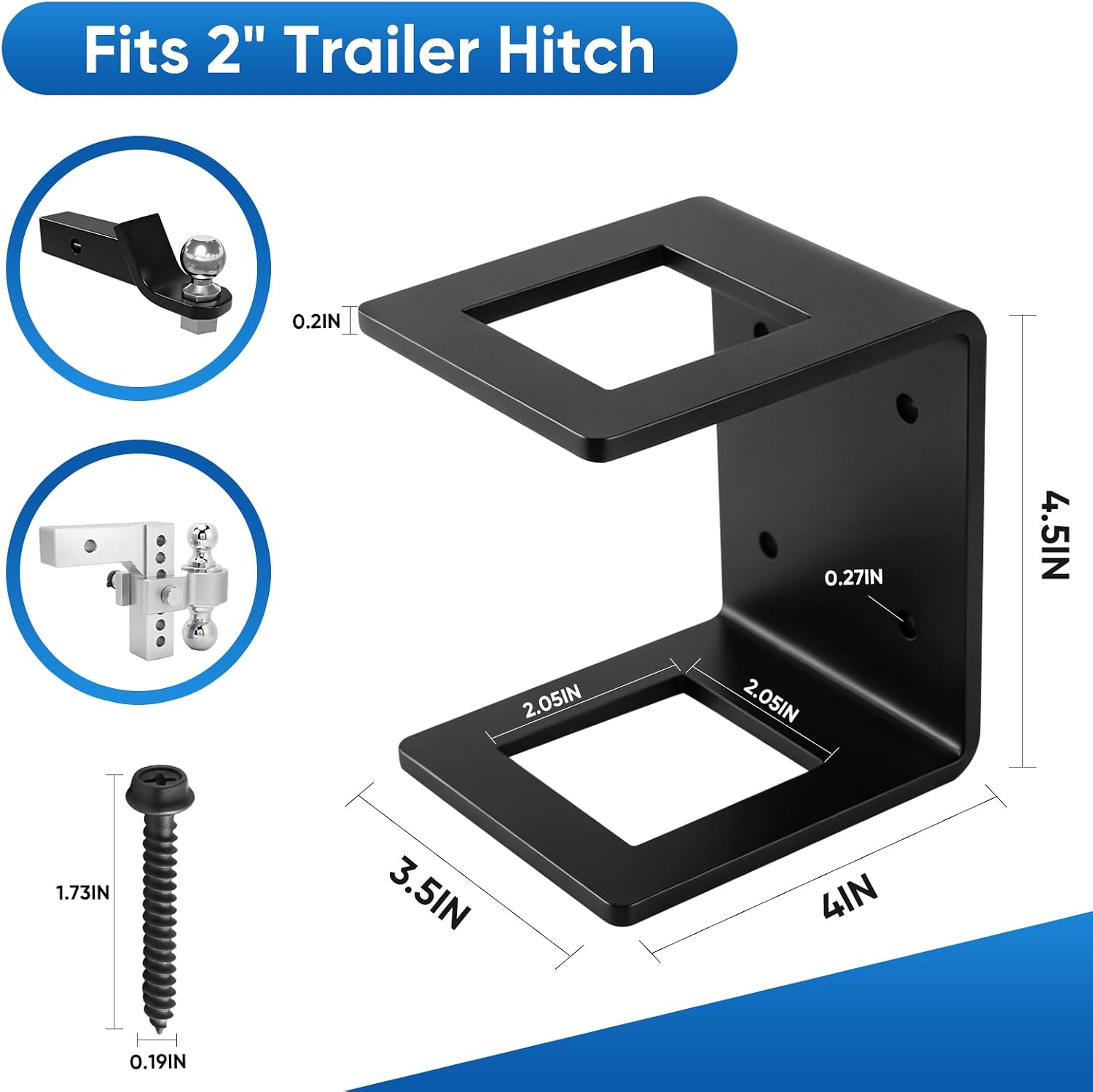 2-Inch Hitch Holder, Trailer Hitch Storage Bracket for Truck Bed, Garage Wall & RV, Fits 2" Ball Mounts